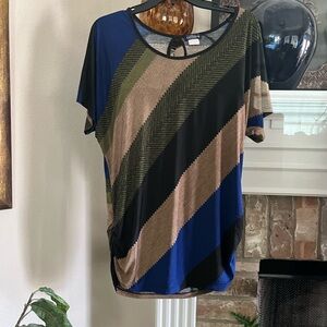 LuLaRoe Blue Black Graphic Relaxed Tee